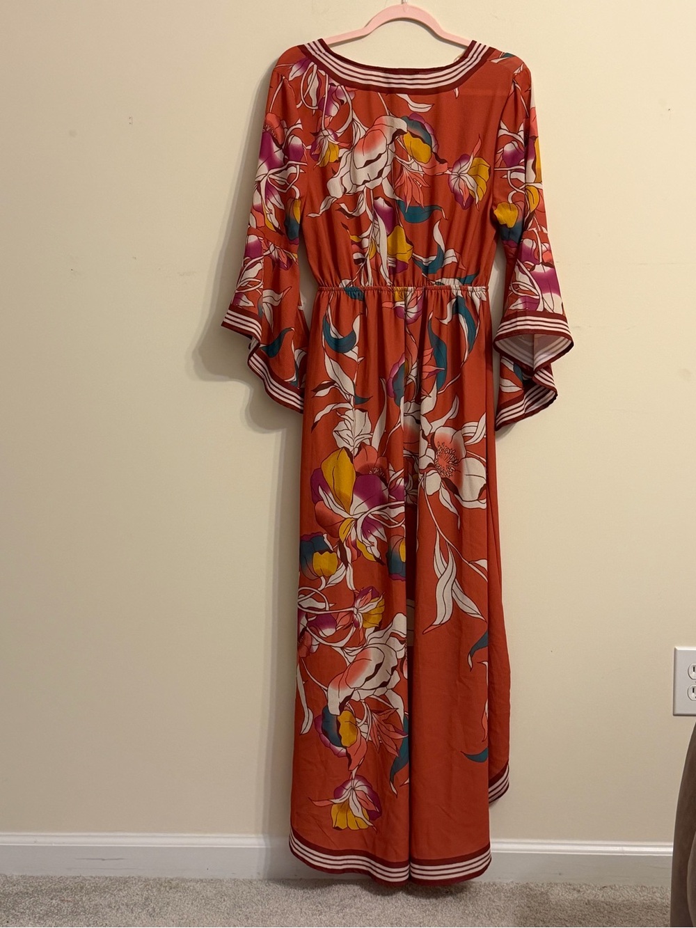 Flying Tomato Rust Floral High-Low Wrap Dress - Picture 4 of 4